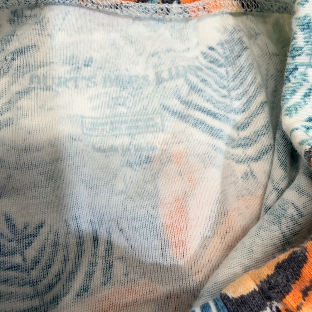 Burts Bees Baby Pajamas 2T Organic Cotton Butterfly Fern 2pc Set Teal Orange - Picture 10 of 11